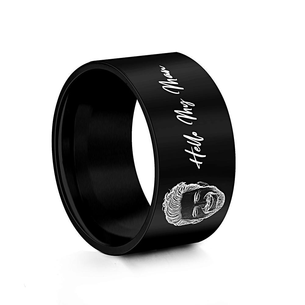 Personalized Picture Ring His Her Engraved Photo Ring Promise Ring Custom Image for Man Customized Engraved Jewelry - soufeelau