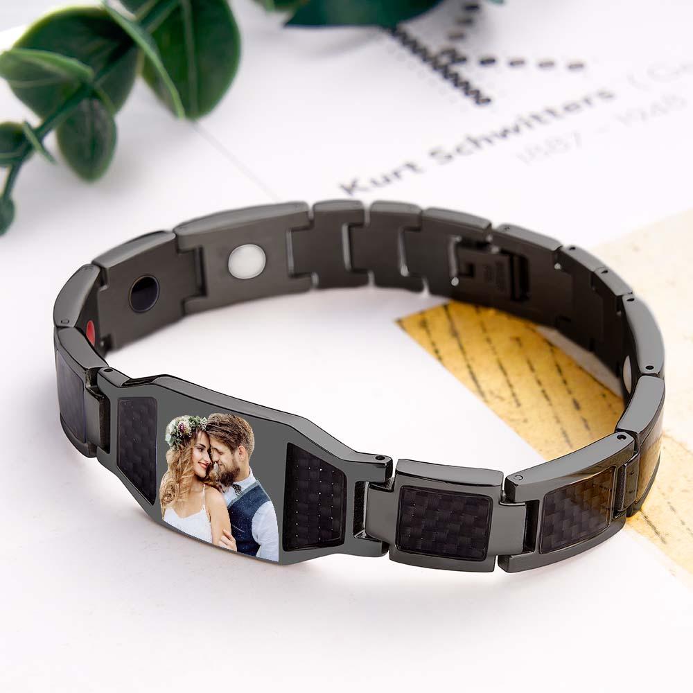Personalized Bracelet Custom Photo ID Bar Men's Bracelet Bangle Gifts for Him - soufeelau