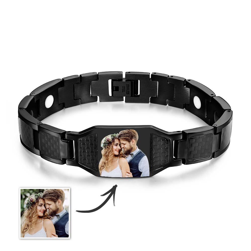 Personalized Bracelet Custom Photo ID Bar Men's Bracelet Bangle Gifts for Him - soufeelau