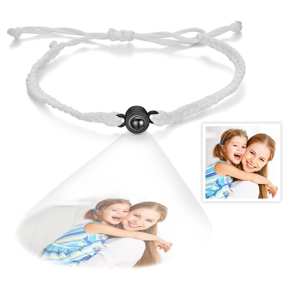 Personalized Photo Projection Couple Bracelet Braided Black Rope Bracelet Gift for Mother's Day - soufeelau