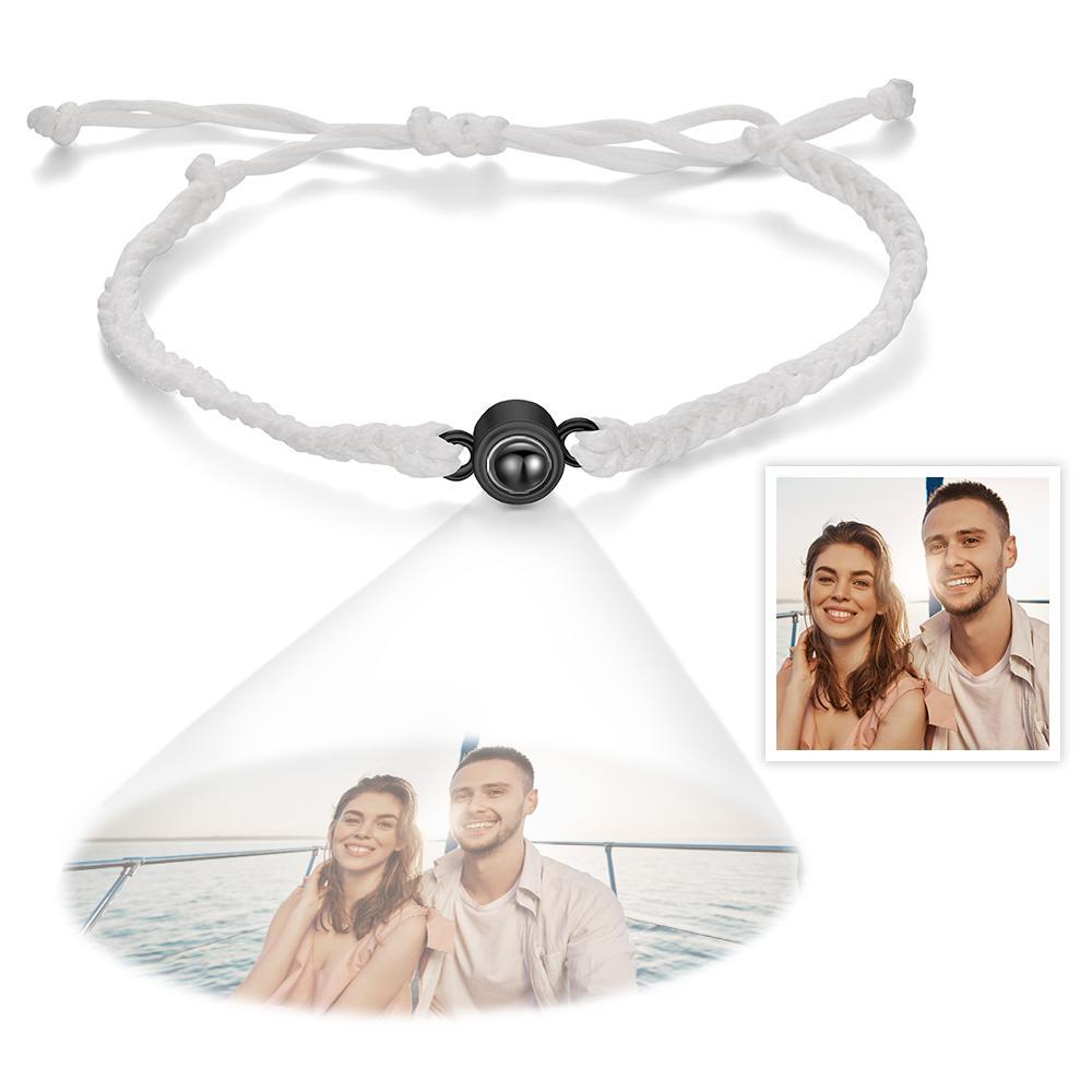 Personalized Photo Projection Couple Bracelet Braided Black Rope Bracelet Gift for Mother's Day - soufeelau