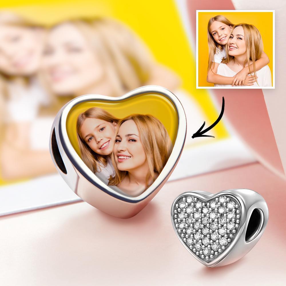 Pave CZ Heart Photo Charm