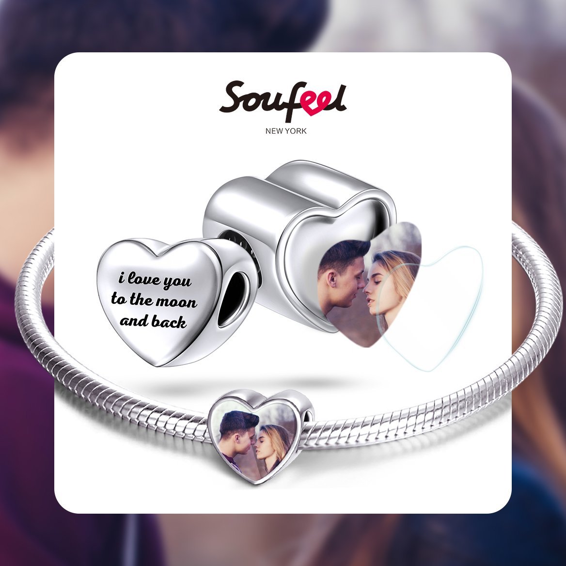 Engraved Heart Photo Charm-Christmas Gifts