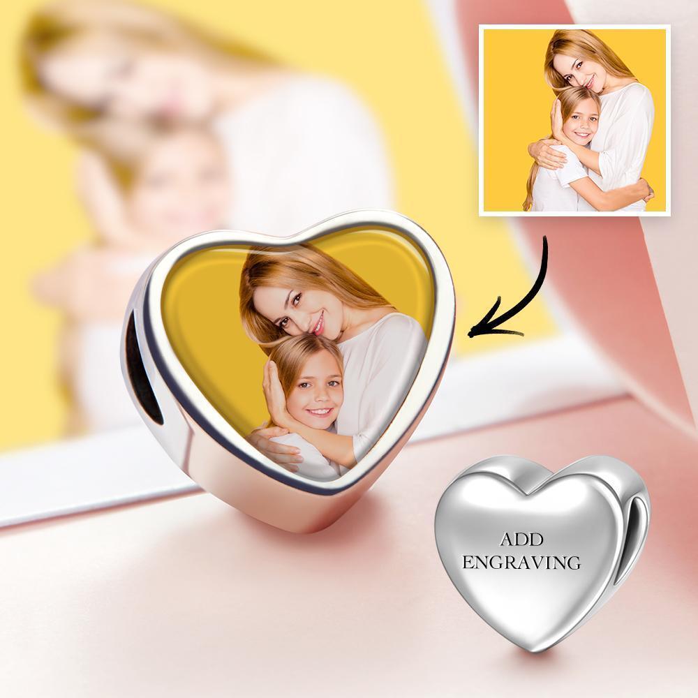 Engraved Heart Photo Charm