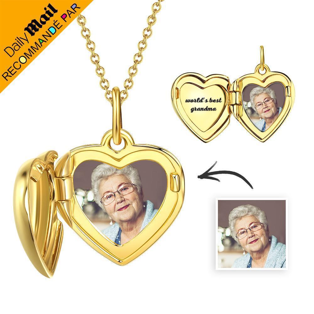 Engraved Heart Photo Locket Necklace 14k Gold Plated - Daily Mail Recommended