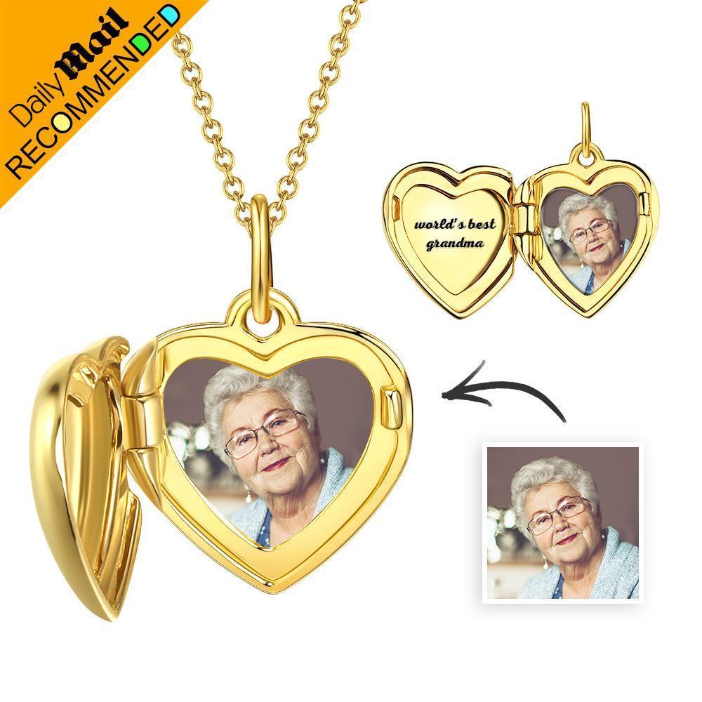 Engraved Heart Photo Locket Necklace 14k Gold Plated - Daily Mail Recommended