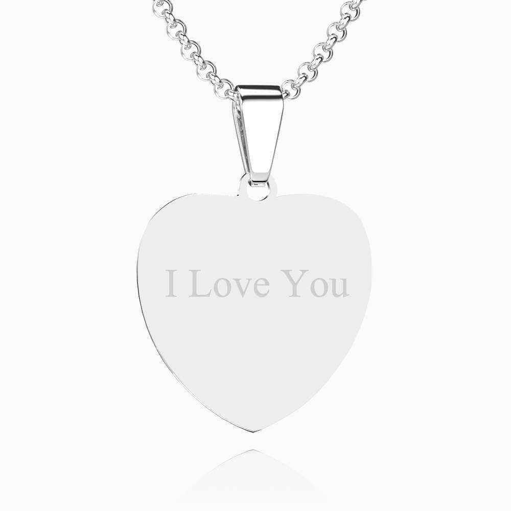 Engraved Heart Tag Photo Necklace Stainless Steel Valentine's Day Gifts for Your Lover