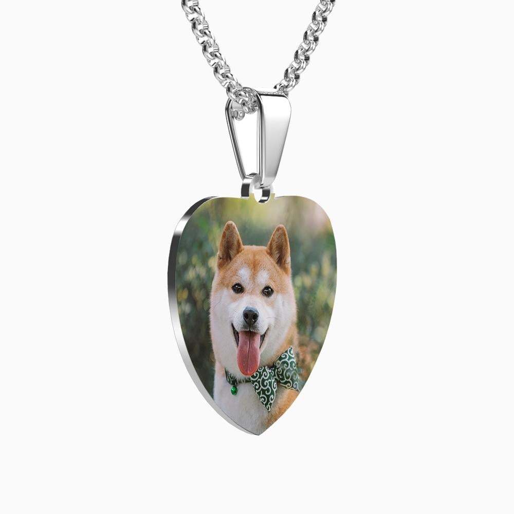 Photo Tag Heart Necklace With Engraving Stainless Steel Photo Necklaces