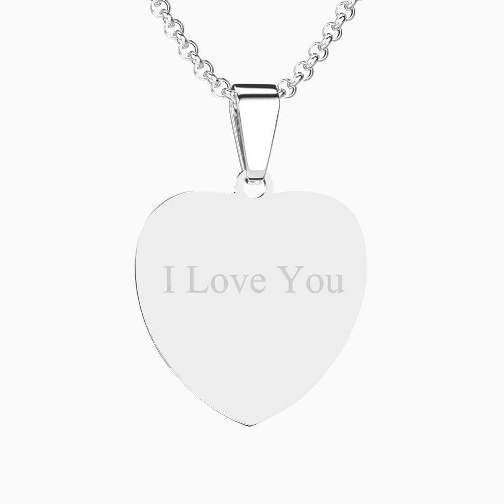 Photo Tag Heart Necklace With Engraving Stainless Steel Photo Necklaces