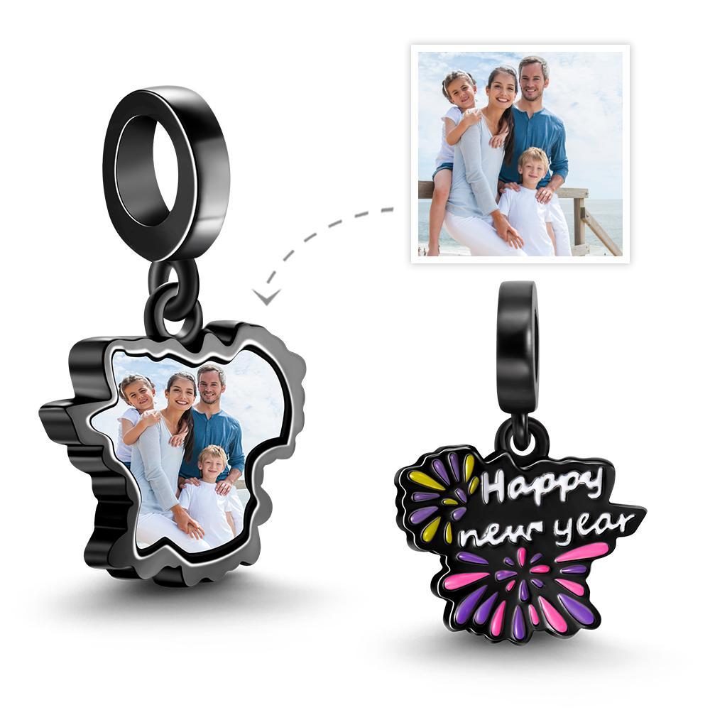 Custom Photo Charm Happy New Year Pendant Dangle Charm Gift for Family - soufeelau