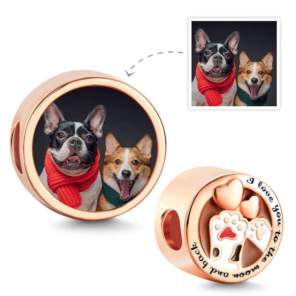 Custom Photo Charm Pet Paws Rose Gold Charm Gift for Pet Lover - soufeelau