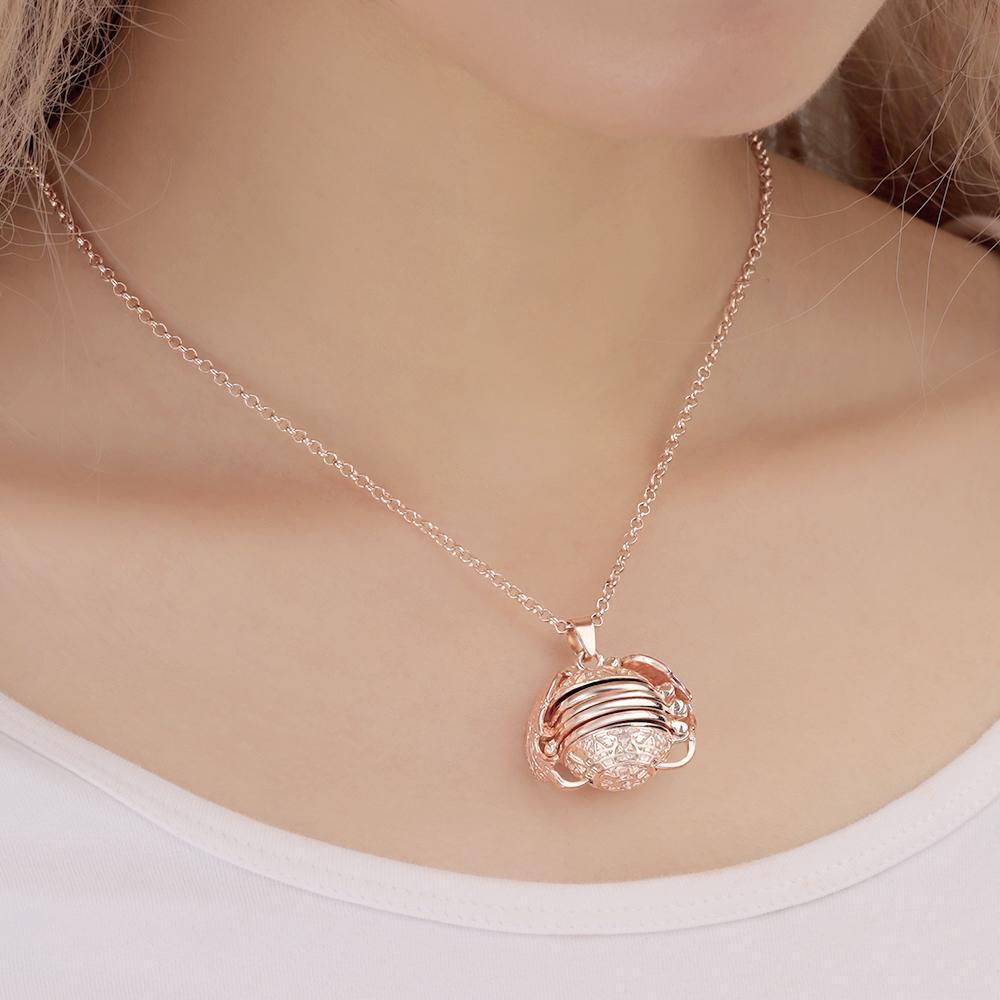 Expanding Photo Locket Photo Necklace Pendant Ball Locket for Women Girls Graduation Jewellery Antique Silver Color