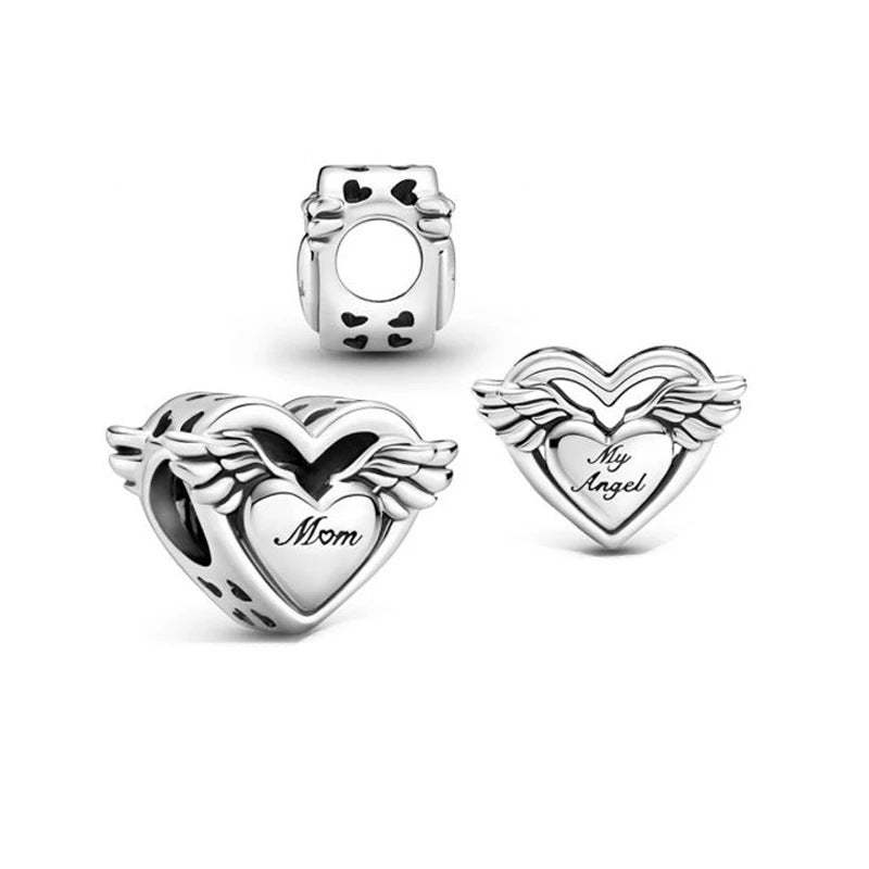 Mom Angel Wings Elegant Heart Charm Mother's Day Gifts - soufeelau
