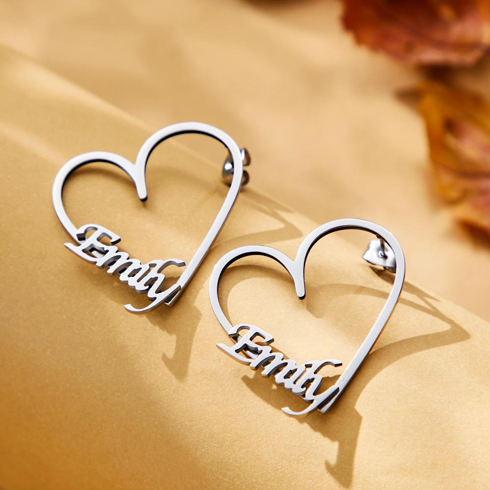 Custom Engraved Earrings Heart-shaped Hoop Earrings Gift for Her