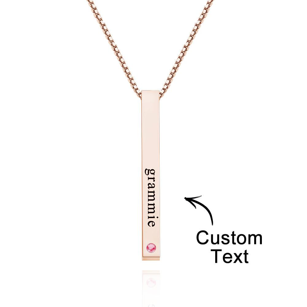 Custom Engraved Birthstone Necklace Bar Simple Gifts - soufeelau