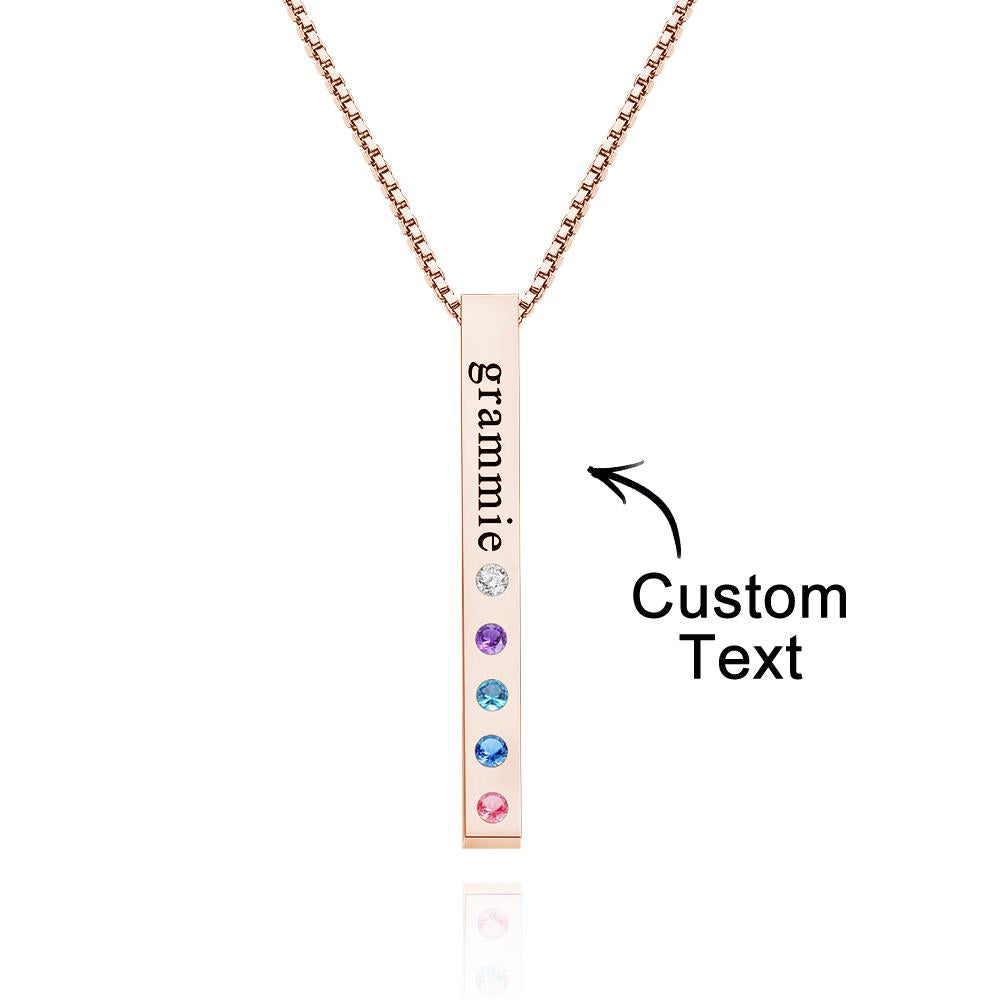 Custom Engraved Birthstone Necklace Bar Simple Gifts - soufeelau