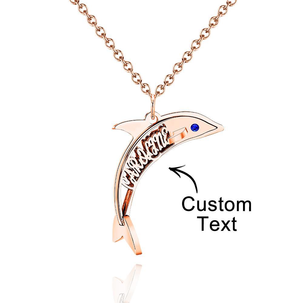 "Eye of the Dolphin" Personalized Birthstone Necklace Personalized Name Necklace for Valentine's Day - soufeelau