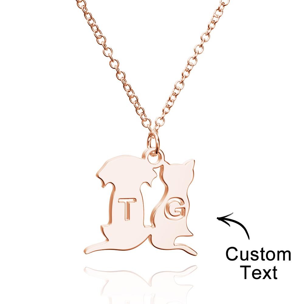 Personalized Family Animal Necklace Custom Engraved Initial Dog and Cat Necklace for Women - soufeelau
