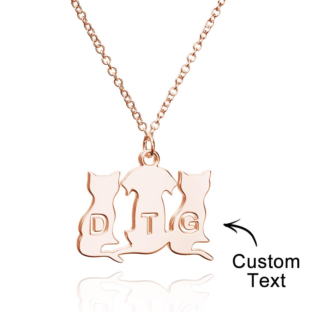 Personalized Family Animal Necklace Custom Engraved Initial Dog and Cat Necklace for Women - soufeelau