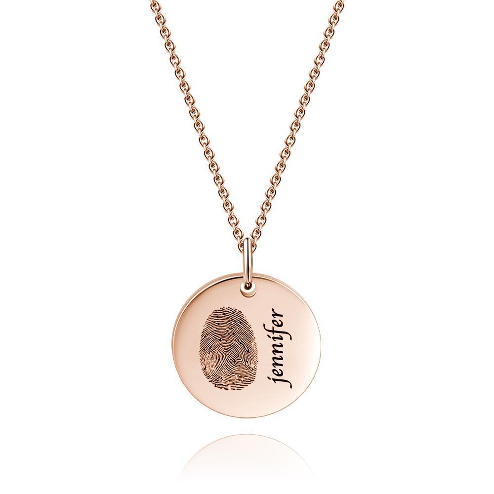 Custom Photo Necklace fingerprint Necklace Engraved Necklace Coin Necklace Gift For Boyfriend - soufeelau