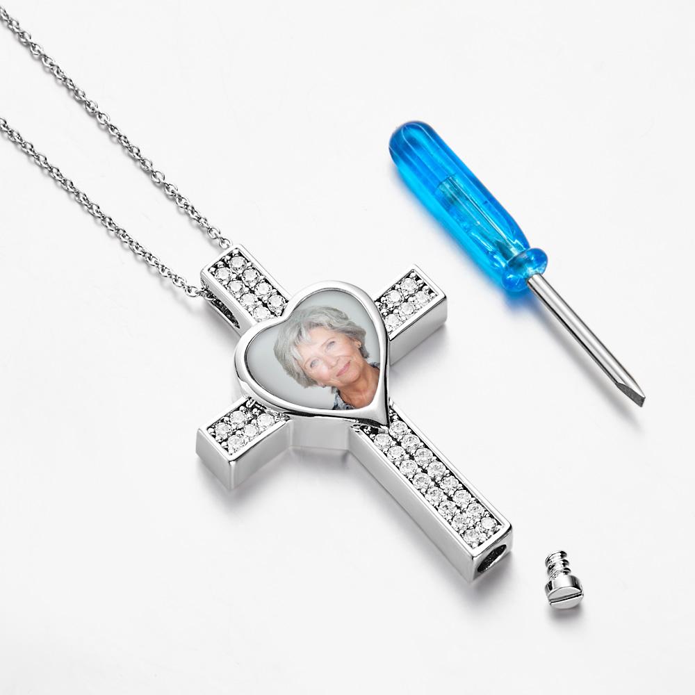Personalized Hip Pop Necklace for Ashes of loved one with Memorial Photo and Text - soufeelau