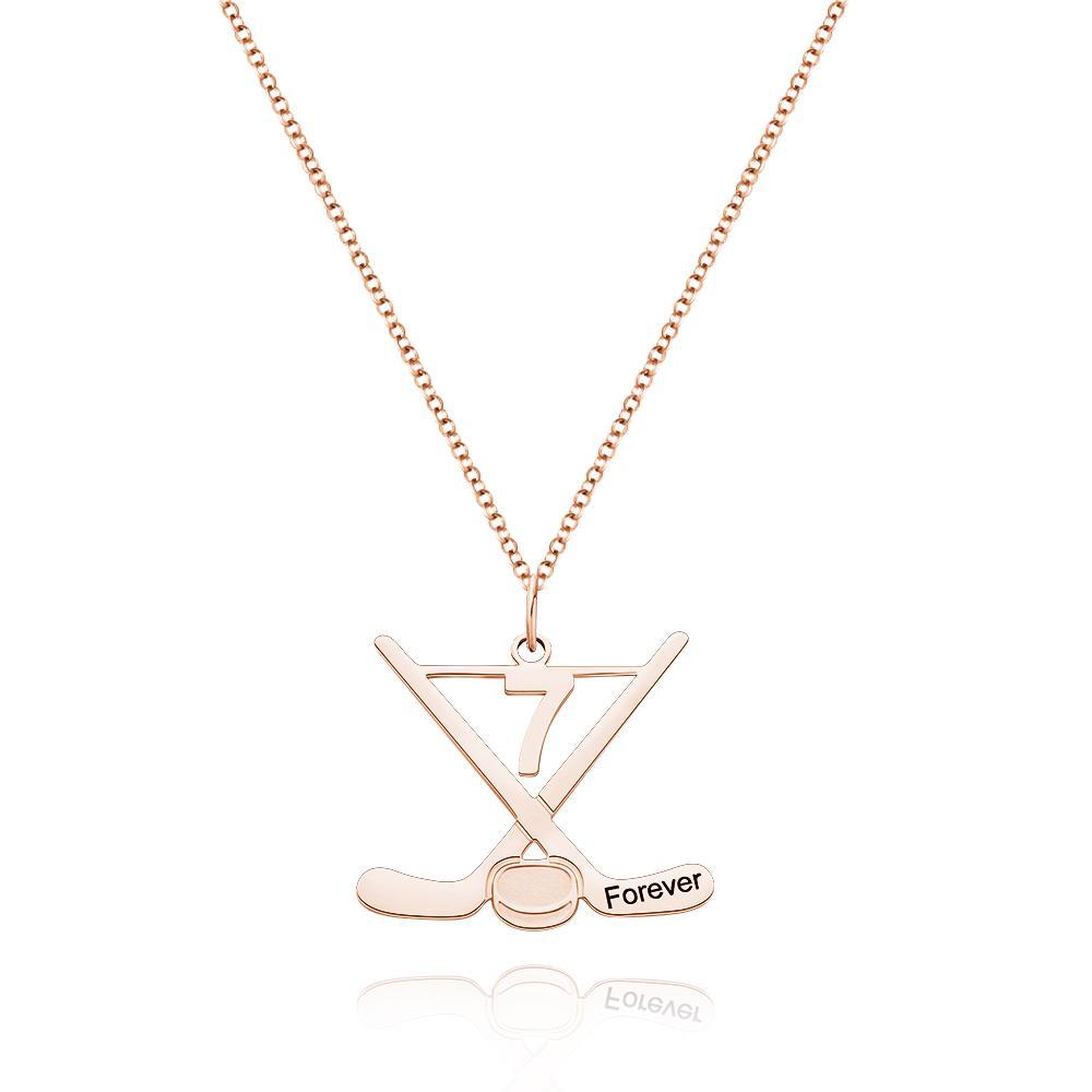 Custom Engraved Hockey Necklace Ice Hockey Sticks Jewelry Creative Gift - soufeelau