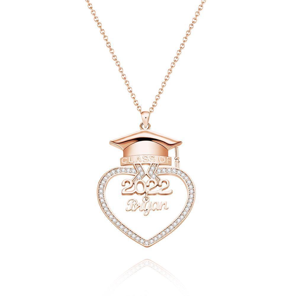 Custom Engraved Necklace Rhinestone Doctor Cap Shape Graduation Season Gifts