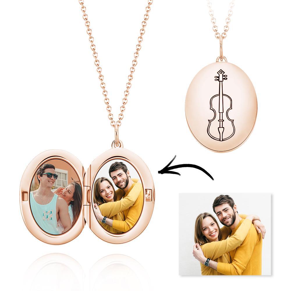 Custom Photo Silver Locket Custom Photo of You and Her for Her Gift