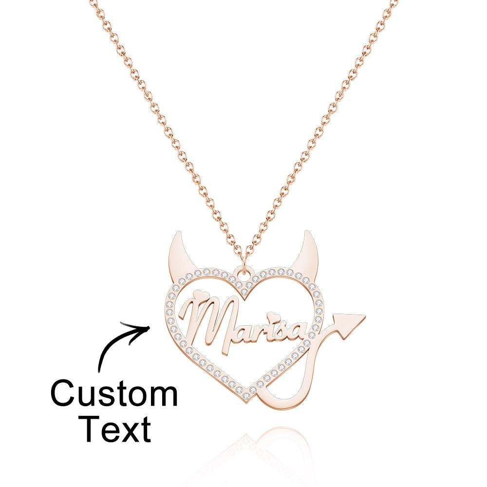 Custom Engraved Necklace Devil Shape Rhinestone Hollow Gifts - soufeelau