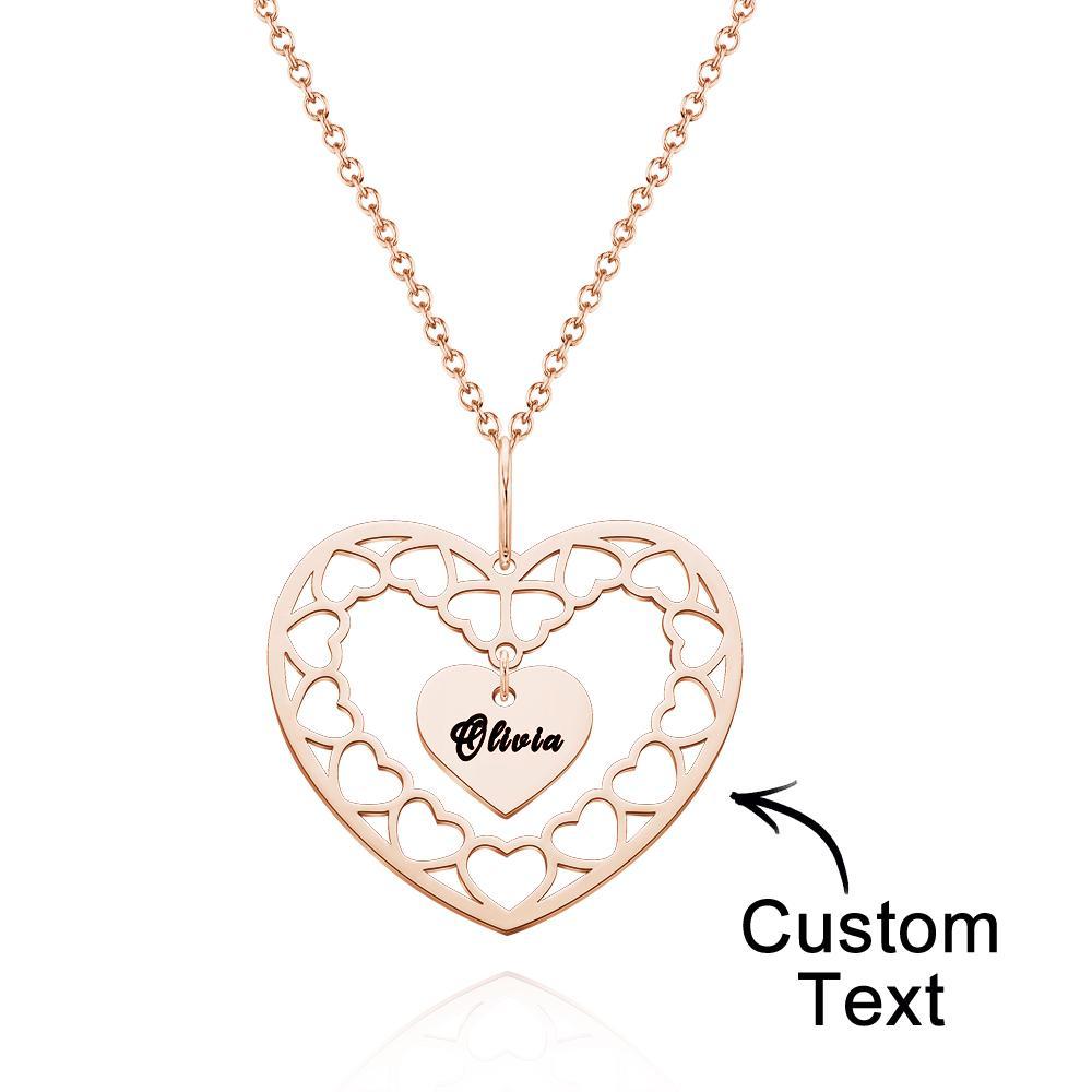 Custom Engraved Necklace Heart Necklace Gift for Her - soufeelau