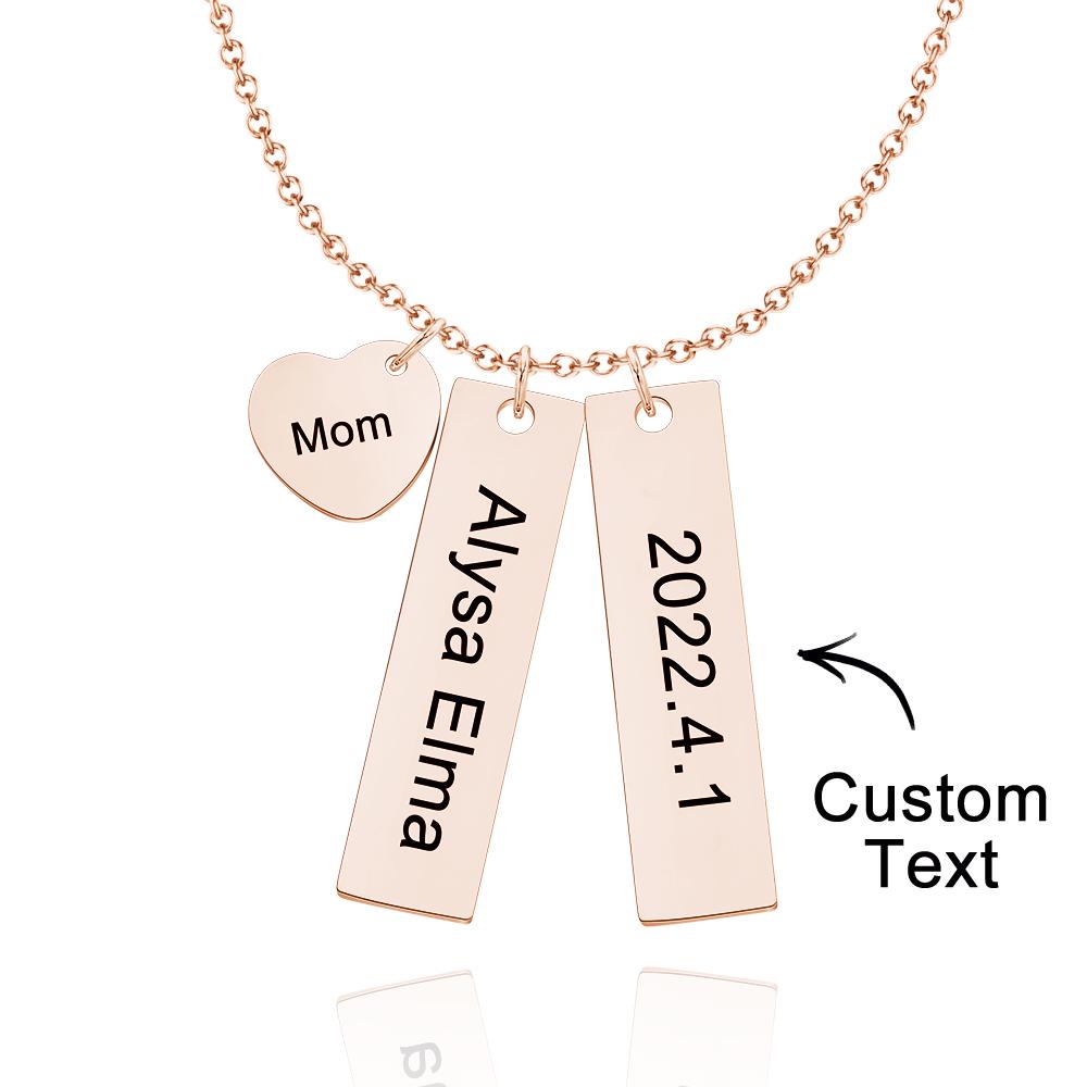 Custom Engraved Necklace Heart Shaped Engraved Necklace Gift for Mom - soufeelau