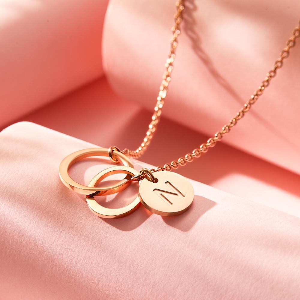 Custom Engraved Necklace Two Interlocking Circles Creative Gifts - soufeelau