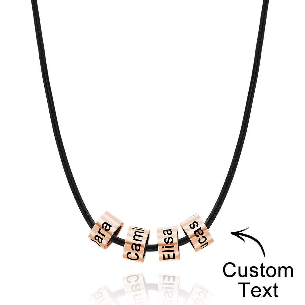 Custom Engraved Necklace Tube Bead Braided Necklace Gift for Men - soufeelau