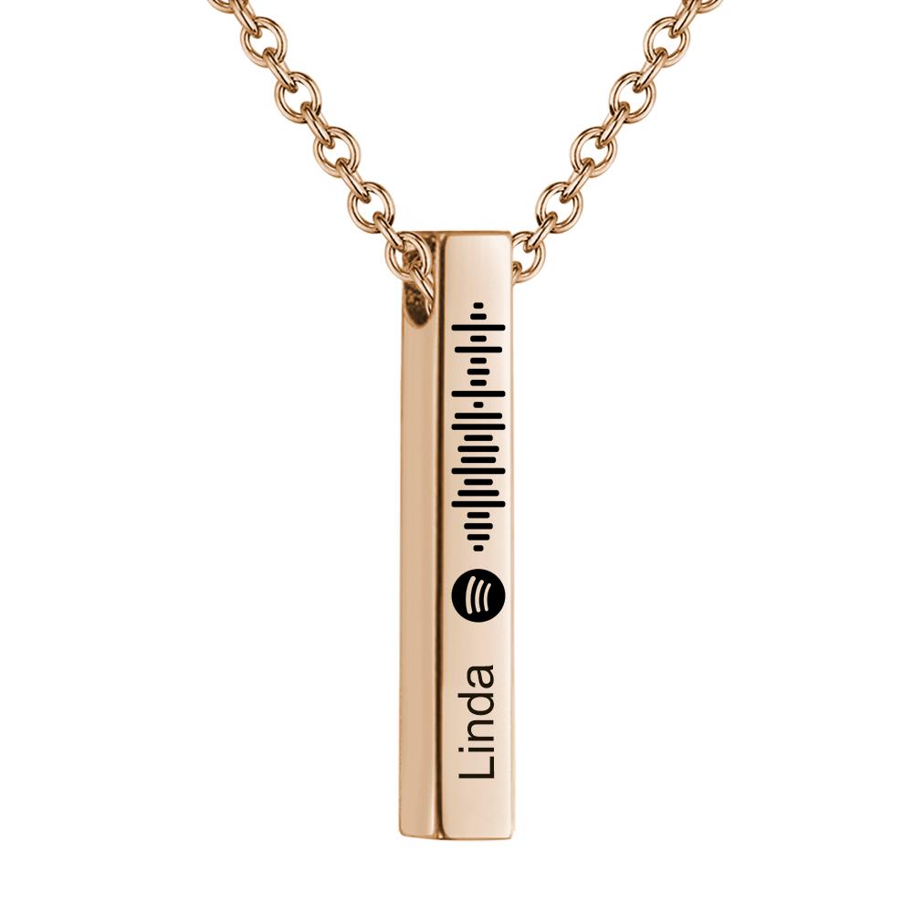 Personalized Custom Music Scan Song Spotify Code Necklace Flexible Square Shaped Bar Necklace Engraved Name Pendant Jewelry Gift - soufeelau