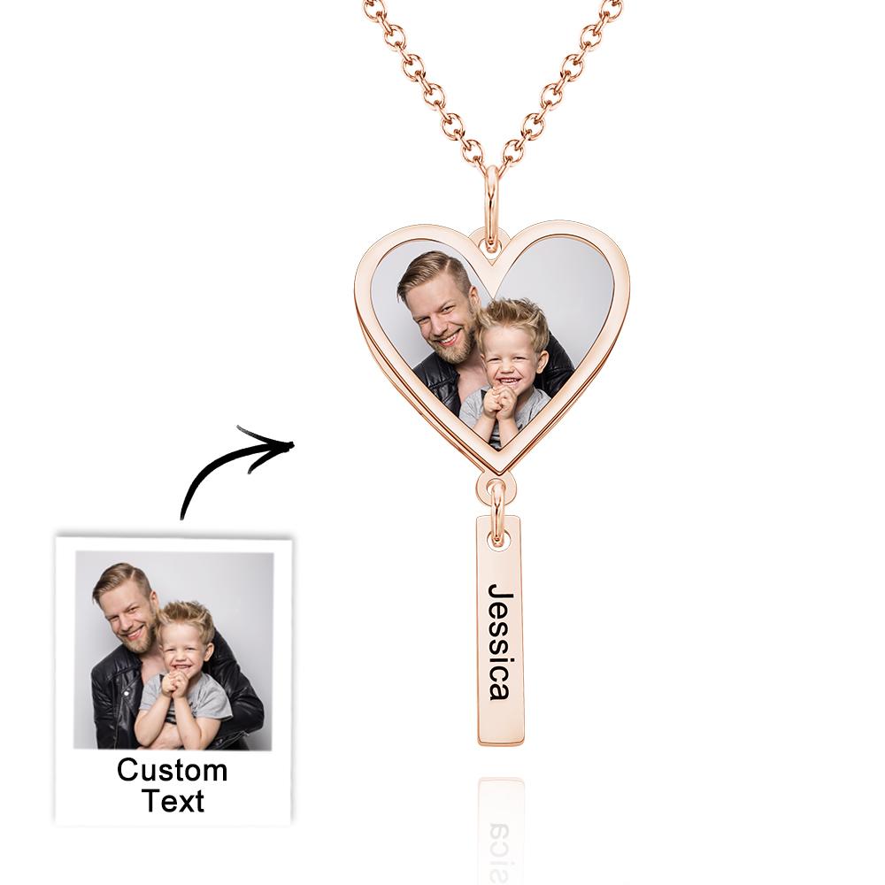 Custom Photo Engraved Necklace Heart Shaped Optional Pendant Necklace - soufeelau