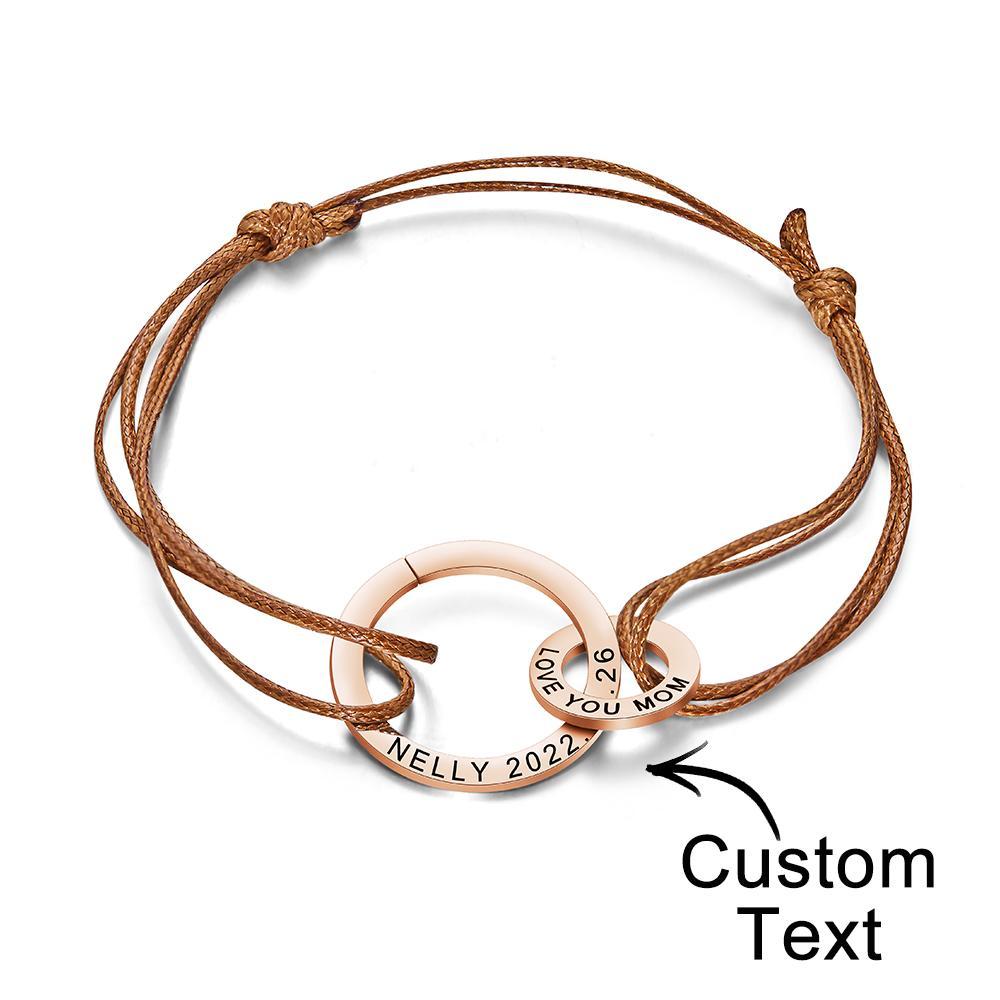 Custom Engraved Two Circles Bracelet Personalized Elegant Bracelet for Women - soufeelau