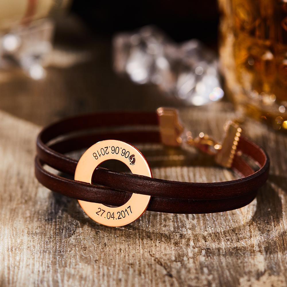 Engraved Bracelet Men's Bracelet Name Bracelet Rose Gold Plated