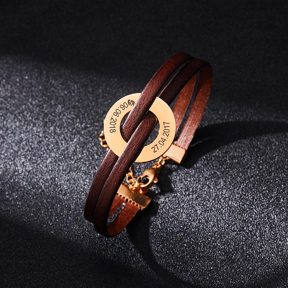 Engraved Bracelet Men's Bracelet Name Bracelet Rose Gold Plated