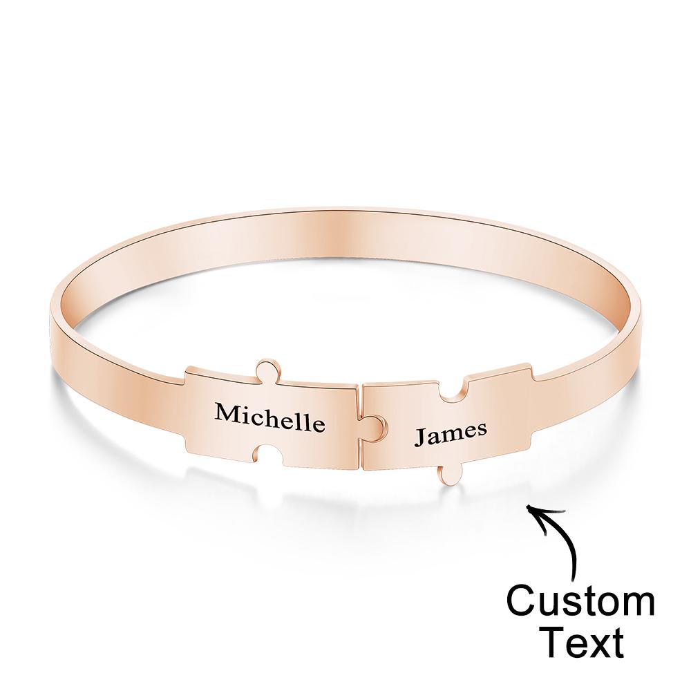 Custom Engraved Puzzle Bracelet Personalized Unique Bracelet for Her - soufeelau