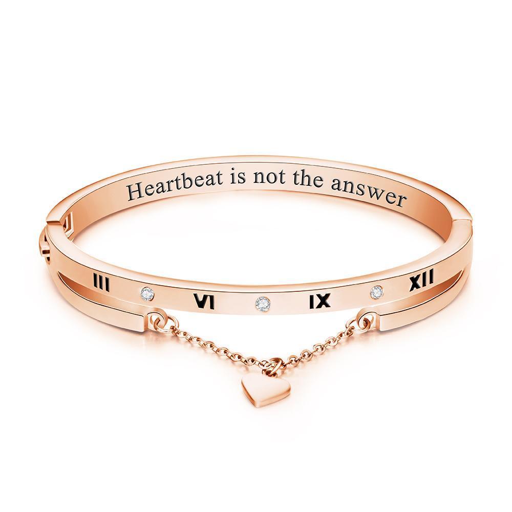 Custom Engraved Bracelet with Heart Numeral Bracelet for Lovers
