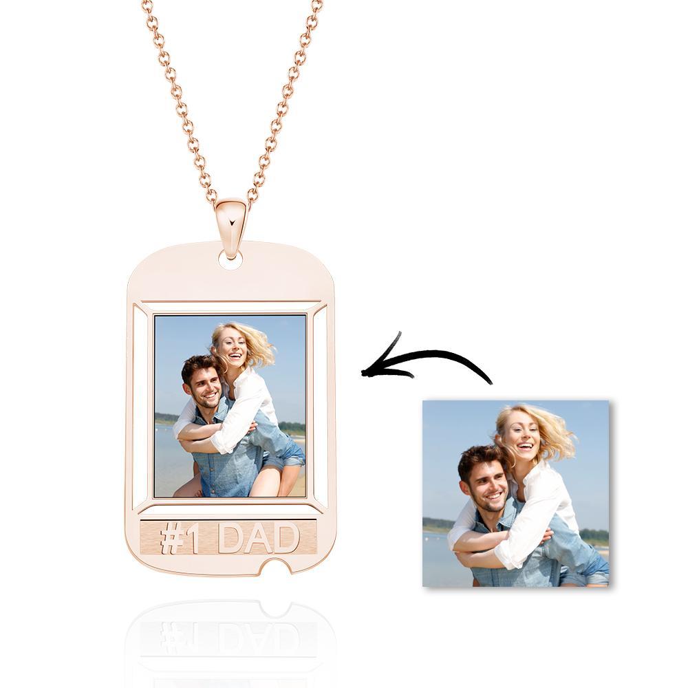 Custom Photo Engraved Necklaces Square Hangtag Souvenir Gift - soufeelau