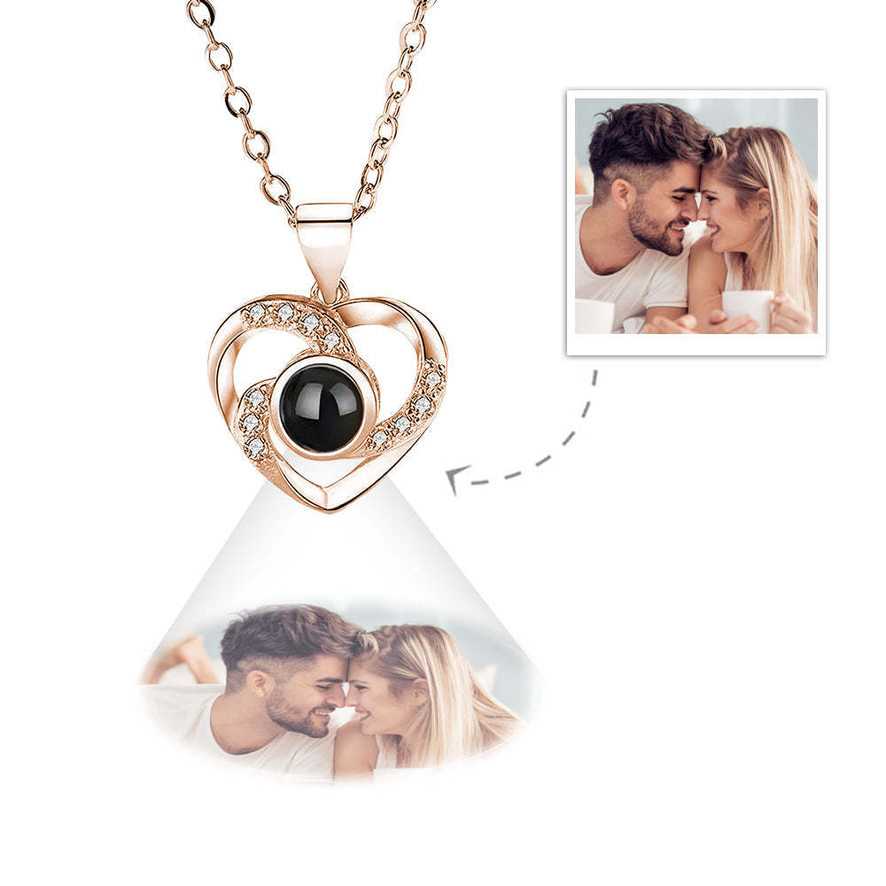 Custom Projection Necklace Elegant Heart Photo Necklace Gift for Her - soufeelau