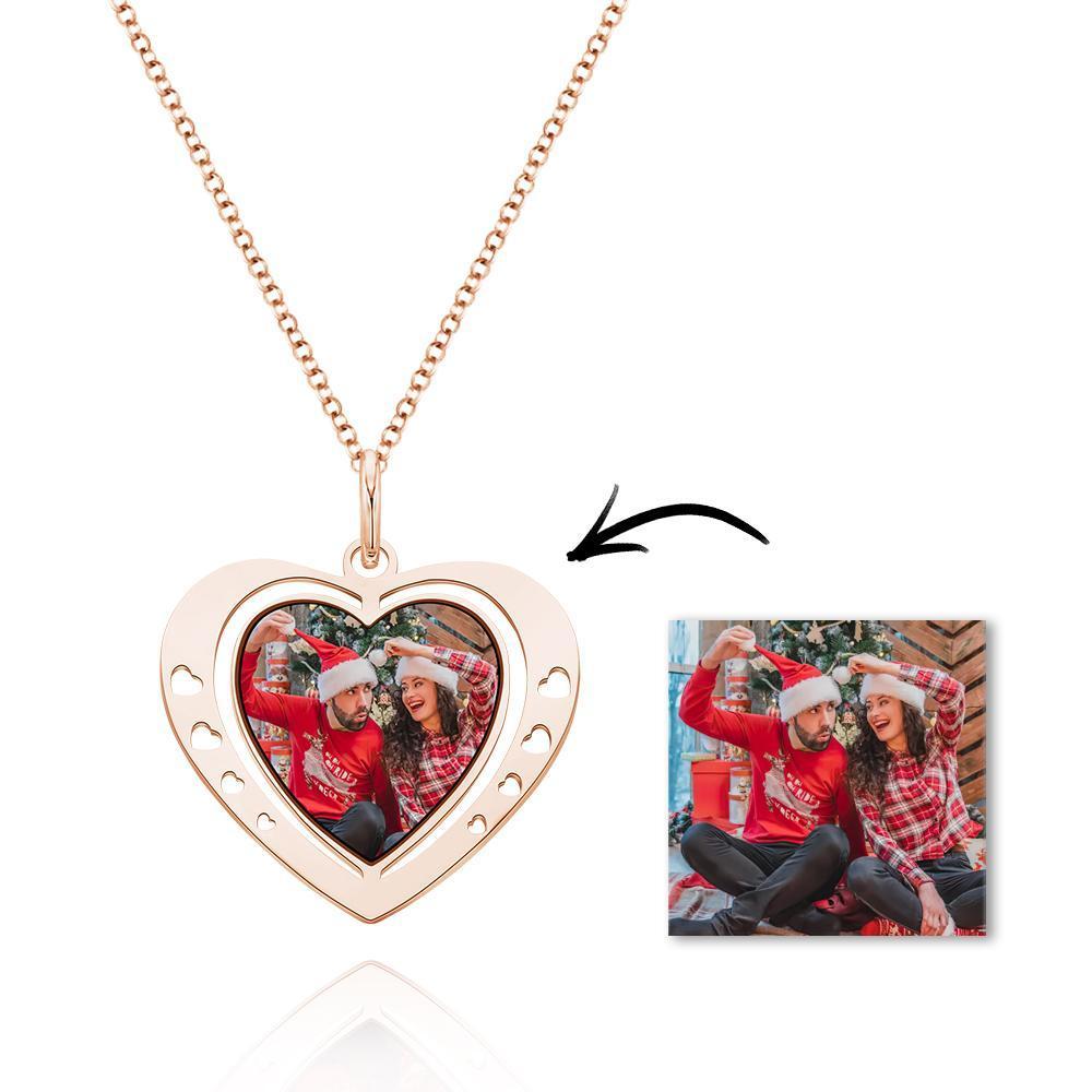 Custom Photo Necklace Heart Shaped Lovers Christmas Gifts