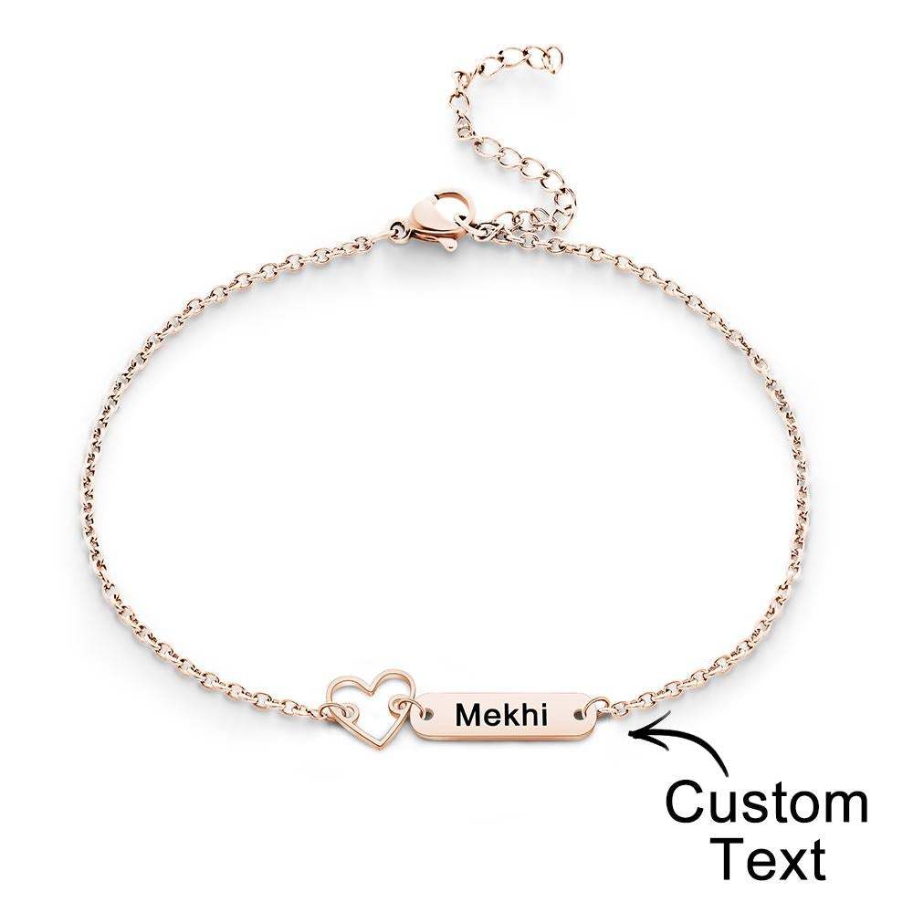 Custom Engraved Name Bracelet with Heart Charm Gift for Love - soufeelau