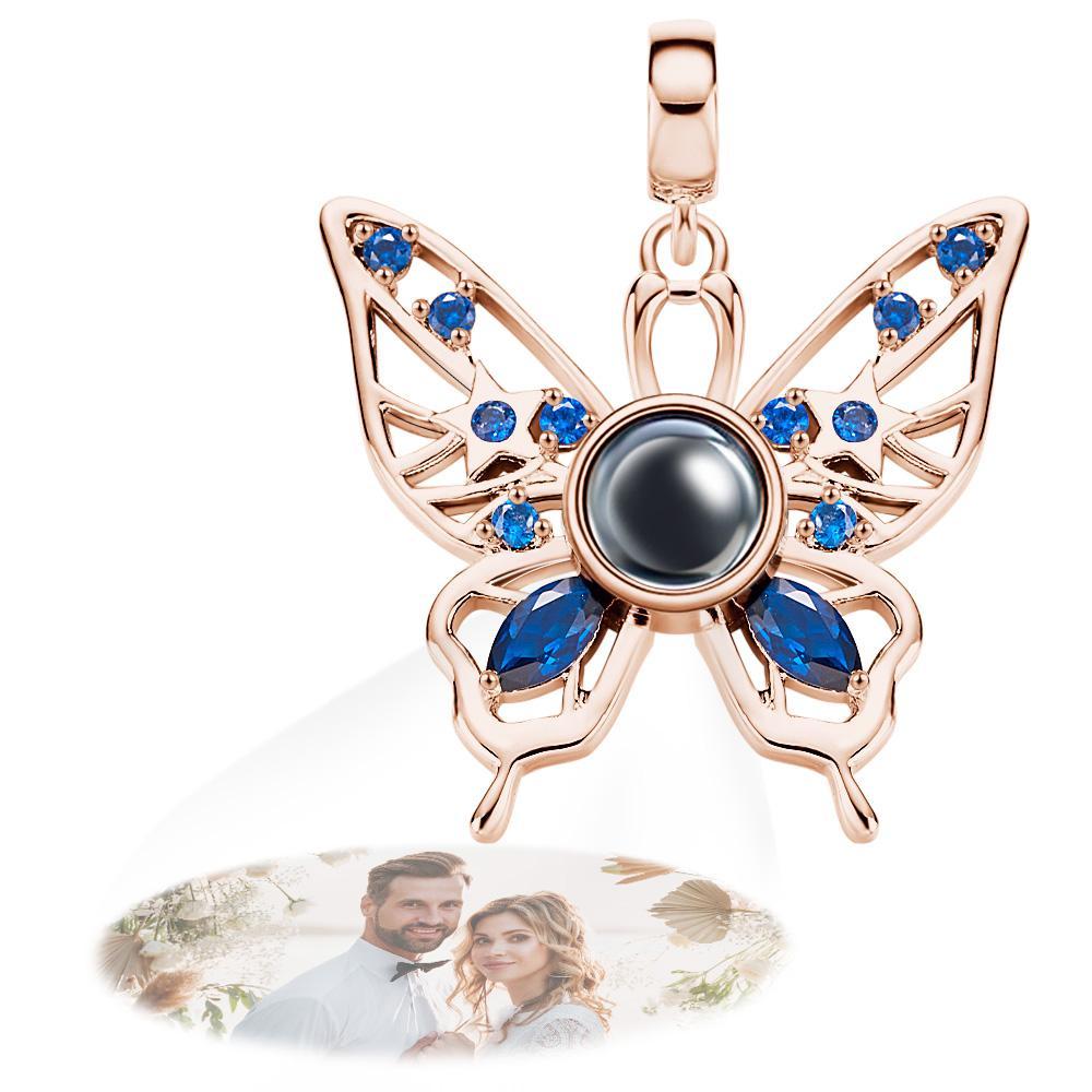 Projection Butterfly Personalized Photo Pendant Dangle Charm Symbolizes Free and Happy - soufeelau