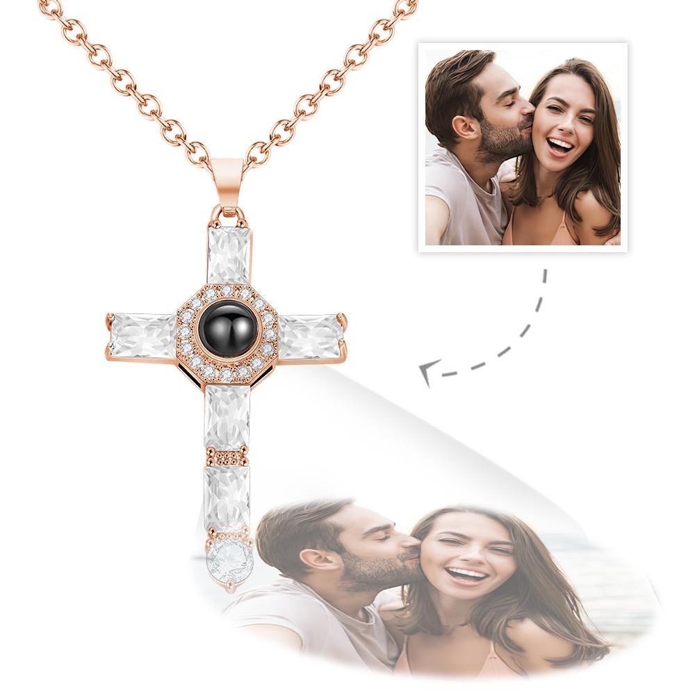 Custom Photo Projection Necklace Cross Commemorative Gifts - soufeelau