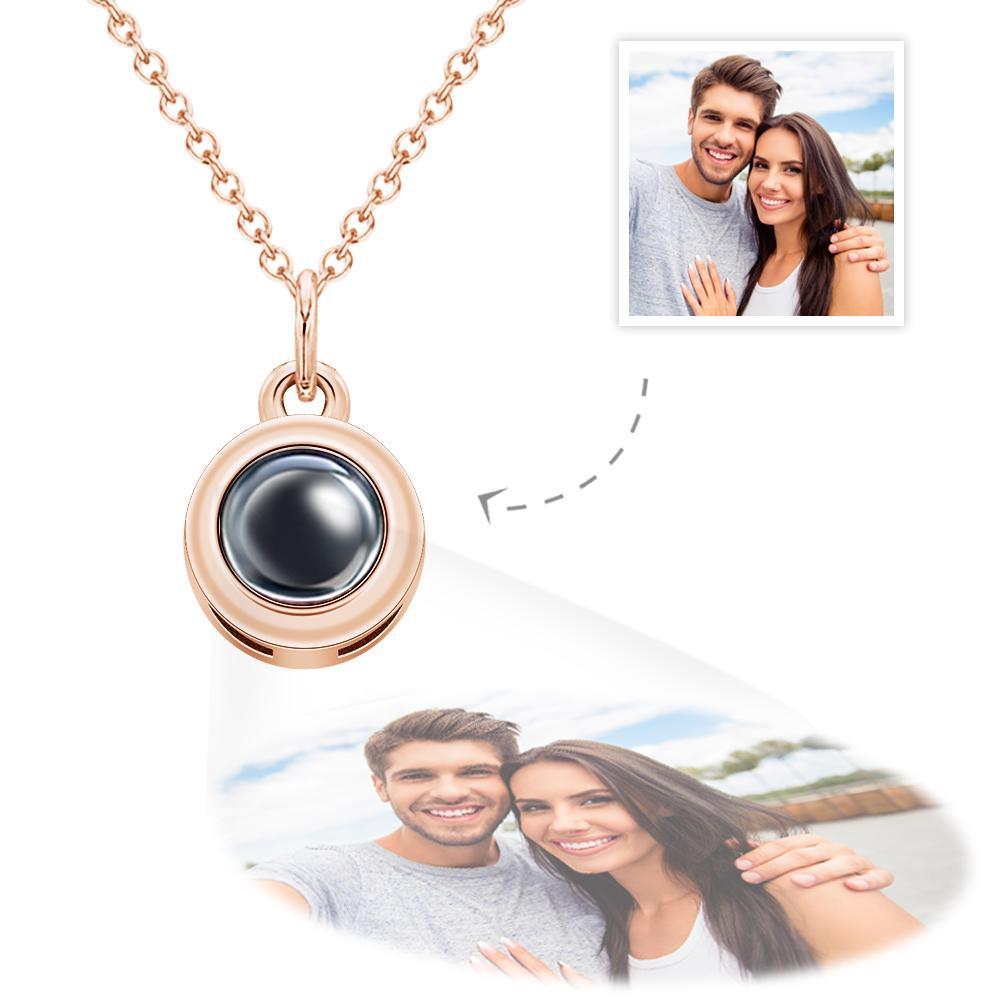 Circle Pendant Personalized Photo Projection Necklace Custom Cute Jewelry Anniversary Gifts - soufeelau
