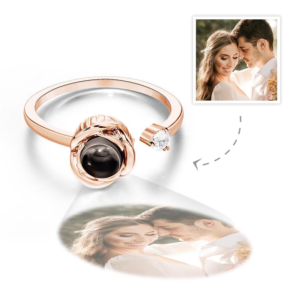 Custom Photo Projection Ring Personalized Photo Open Ring Valentine's Day Gift - soufeelau
