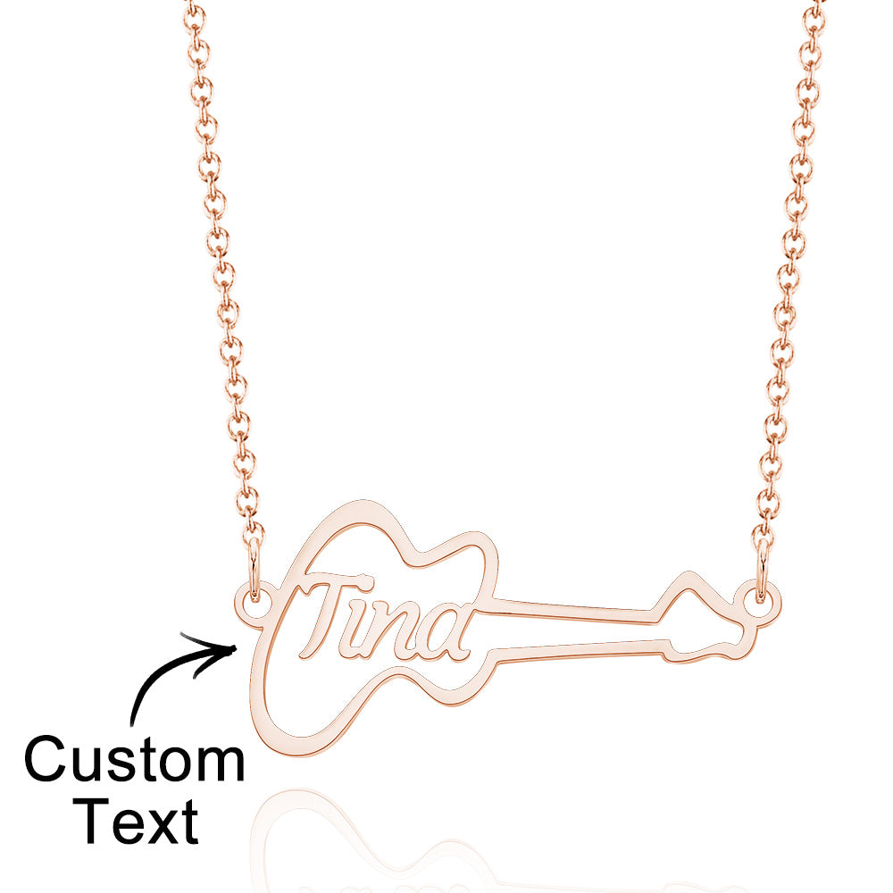 Custom Guitar Shaped Name Necklace Punk Choker for Music Lover - soufeelau