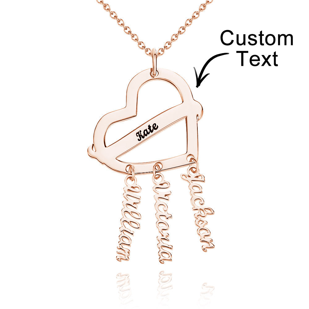 Personalized Engraved Dream Catcher Heart Necklace with Names Pendant Unique Gifts - soufeelau